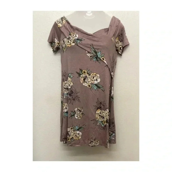 🆕Myesper Floral Wrapped Off-Shoulder Mocha Tunic 2X🆕 - Picture 4 of 8